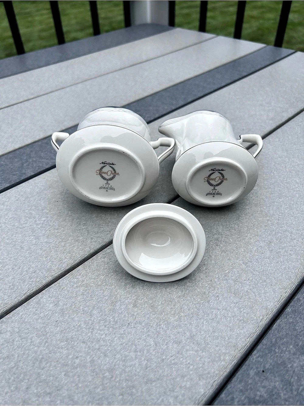 VINTAGE NORITAKE Sterling Cove Creamer & Sugar Set Fine China Retired LIKE New - Picture 9 of 10